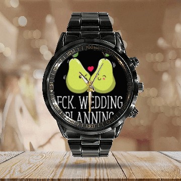 Discover Wedding Planning Engagement Funny Engaged Humor Calendar Steel Band Watch