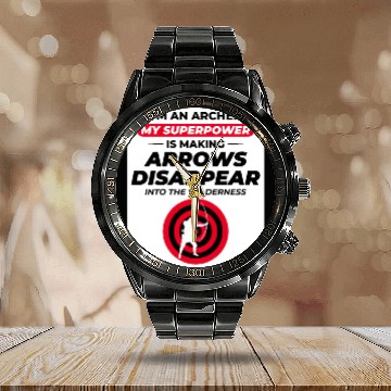 Discover Archery Targets Archer Bullseye Shooting Sport Calendar Steel Band Watch