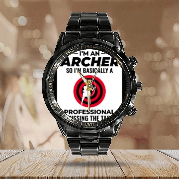 Discover Archery Targets Archer Bullseye Shooting Sport Calendar Steel Band Watch