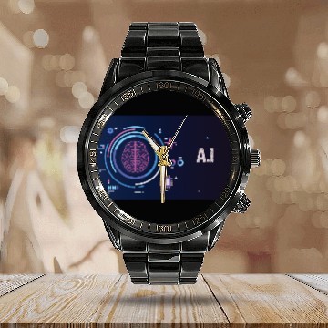 Discover Futuristic AI Design Calendar Steel Band Watch