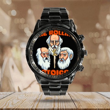 Discover Greek Philosophers - Rolling Stoics Calendar Steel Band Watch