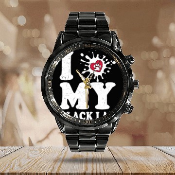 Discover I Love My Black Lab Labrador Retriever Owner Calendar Steel Band Watch