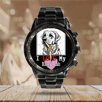 Discover I Love My Black Lab Owner Labrador Retriever Calendar Steel Band Watch