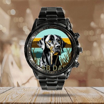 Discover Lab Dad | Labrador Retriever Owners Calendar Steel Band Watch