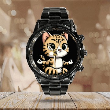 Discover Bengal Cat Yoga & Meditation Calm Calendar Steel Band Watch