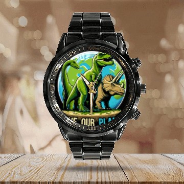 Discover Save Our Planet Dinosaurs Kid Cute Earth Day Boys Calendar Steel Band Watch