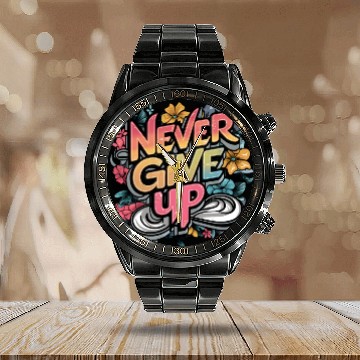 Discover never give up Calendar Steel Band Watch