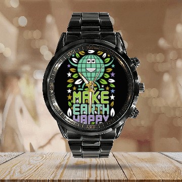 Discover Make Earth Happy Calendar Steel Band Watch