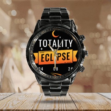 Discover Eclipse Viewing Team solar eclipse 2024 Calendar Steel Band Watch