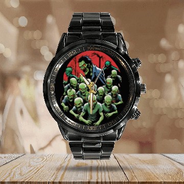 Discover Zombie Invasion Calendar Steel Band Watch