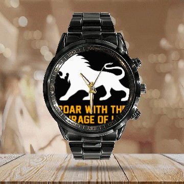 Discover Alpha Roar Nature Lover Graphic Animal King 7 Calendar Steel Band Watch
