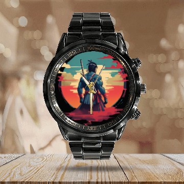 Discover Anime samurai silhouet Calendar Steel Band Watch