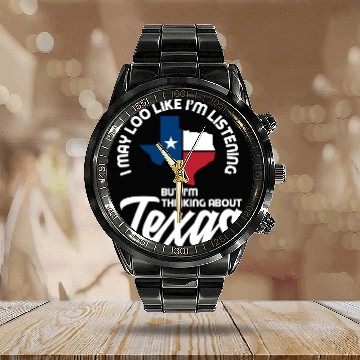 Discover Texas Pride Calendar Steel Band Watch
