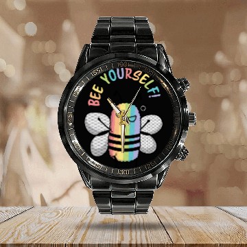 Discover bee urself Calendar Steel Band Watch