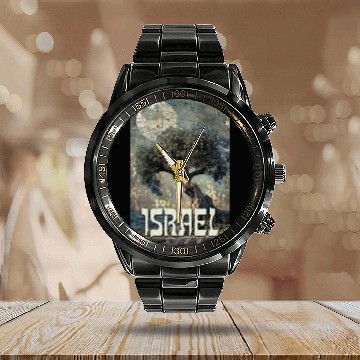 Discover Israeli Scene with Olive Tree and the Calendar Steel Band Watch