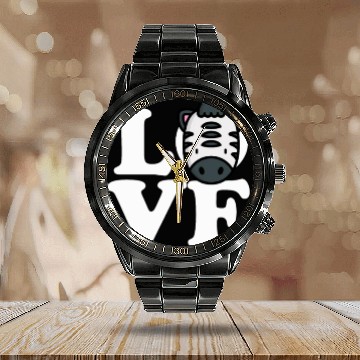 Discover LOVE Zebra Funny Stripes Animal Face African Pun Calendar Steel Band Watch