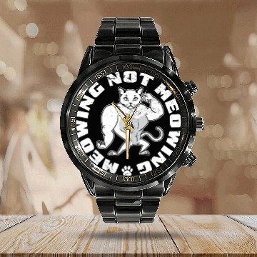 Discover Mewing Not Meowing Funny Cat Meme Jawline Calendar Steel Band Watch