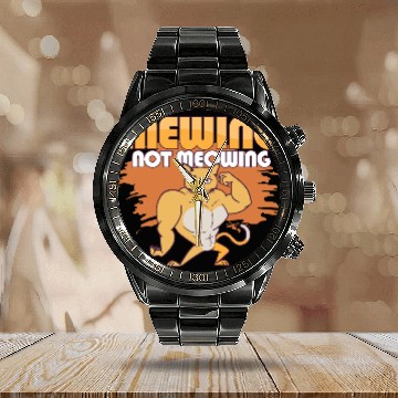 Discover Mewing Not Meowing Funny Cat Meme Jawline Calendar Steel Band Watch