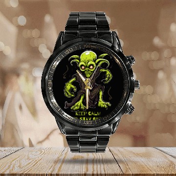 Discover Keep Calm and Stay Green Goblin Calendar Steel Band Watch