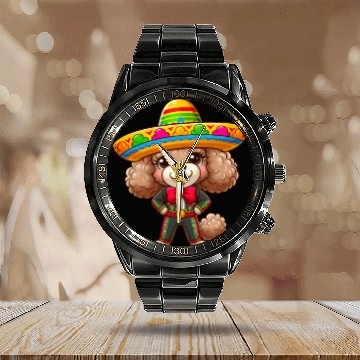 Discover Poodle Celebrates Cinco de Mayo in Mexico Calendar Steel Band Watch