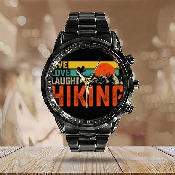 Discover Live love laugh hiking Calendar Steel Band Watch