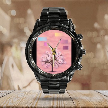Discover Cherry Blossom Tree, Nature,Green Earth Series Calendar Steel Band Watch