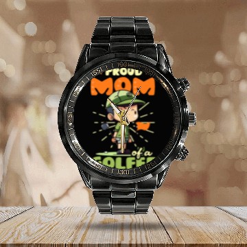 Discover Golfing Mom Proud Mom Of Golfer Calendar Steel Band Watch