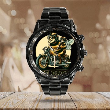 Discover bee daddy bee father first sons super hero Calendar Steel Band Watch