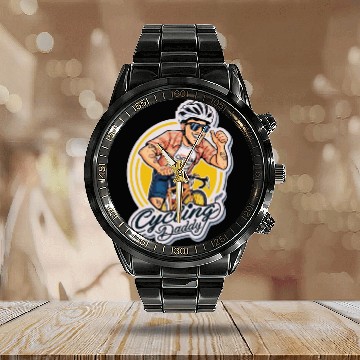 Discover Cycling Daddy - Dad on bike - Father's Day Calendar Steel Band Watch