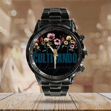 Discover Cultivando Bilingües Spanish Teacher Calendar Steel Band Watch