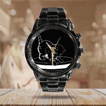 Discover Cute Cat Robot Vacuum Cleaner Calendar Steel Band Watch