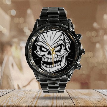 Discover Skull cartoon illustration Calendar Steel Band Watch
