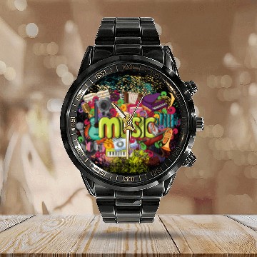 Discover Music Theme Guitar Piano Song Drum Speaker Calendar Steel Band Watch