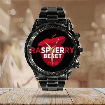 Discover Cute Raspberry Beret Calendar Steel Band Watch