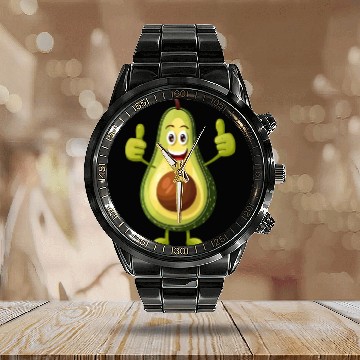 Discover Avocado Thumbs Up Calendar Steel Band Watch