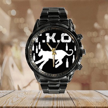 Discover TKO Drunk Predator Passed Out Blackout Coma White Calendar Steel Band Watch