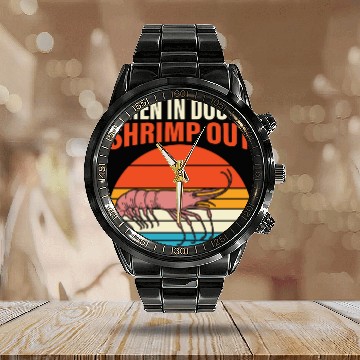 Discover When In Doubt Shrimp Out Retro BJJ Brazilian Calendar Steel Band Watch