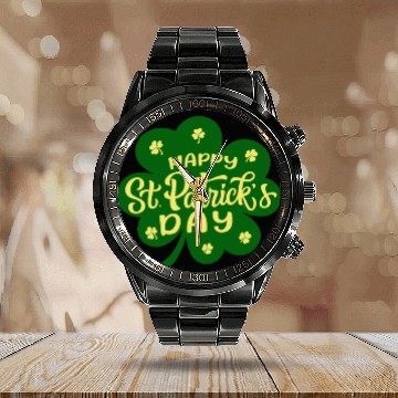 Discover St. Patrick's Day - Rainbow - Cute Happy Saint Calendar Steel Band Watch