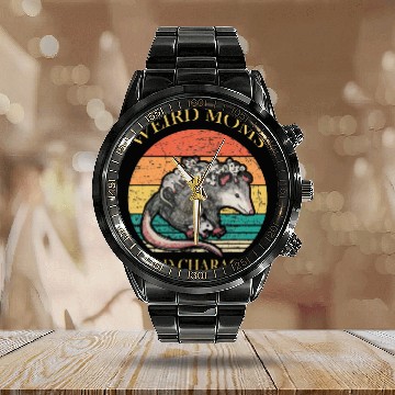 Discover Weird Moms Build Character Opossum Calendar Steel Band Watch