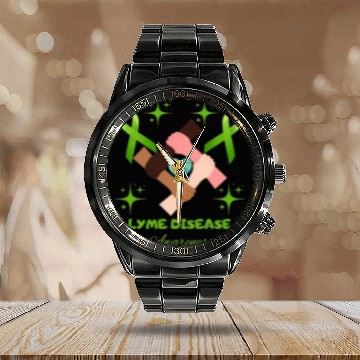 Discover Lime Green Ribbon Lyme Disease Awareness Calendar Steel Band Watch