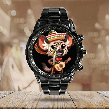 Discover Cinco de Mayo Hyena Giraffe Mariachi Calendar Steel Band Watch