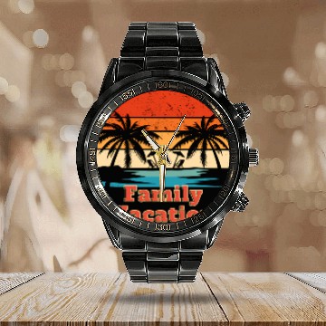 Discover Family Vacation design Calendar Steel Band Watch
