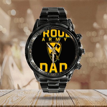 Discover PROUD ARMY DAD Calendar Steel Band Watch