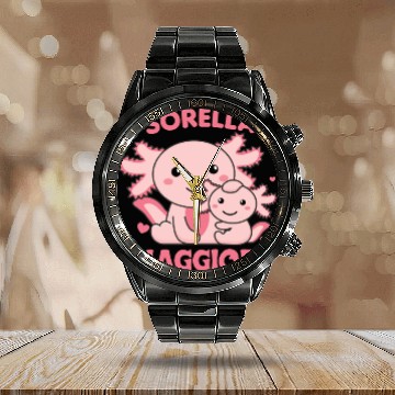Discover I Will Be Big Sister 2022 For Siblings axolotl Calendar Steel Band Watch