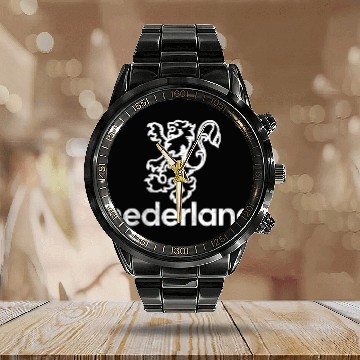 Discover Netherlands Lion Orange Calendar Steel Band Watch