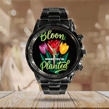 Discover Tulips Tulip Flower Yes I Talk To Tulips Calendar Steel Band Watch