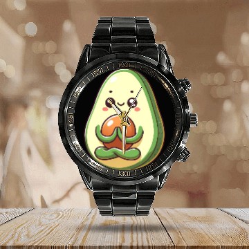 Discover Avocado Meditation Zen Levitation Calendar Steel Band Watch