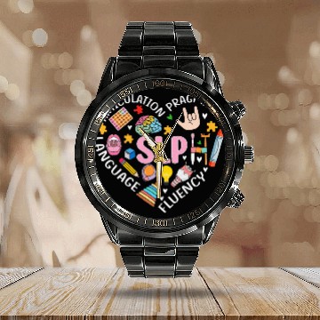 Discover Speech Therapy Speech Language Pathologist Calendar Steel Band Watch