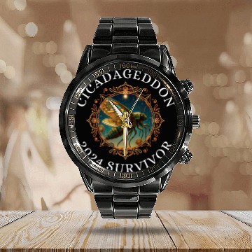 Discover Cicadageddon Invasion Tour 2024 Funny Cicada Event Calendar Steel Band Watch