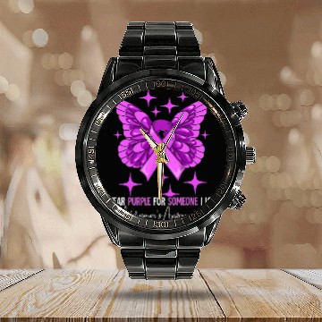 Discover I Wear Purple Alzheimer's Awareness Calendar Steel Band Watch